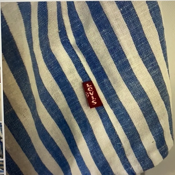 Levi’s Blue & White Smocking and shoulder ties linen viscose   Size XL - Picture 3 of 7